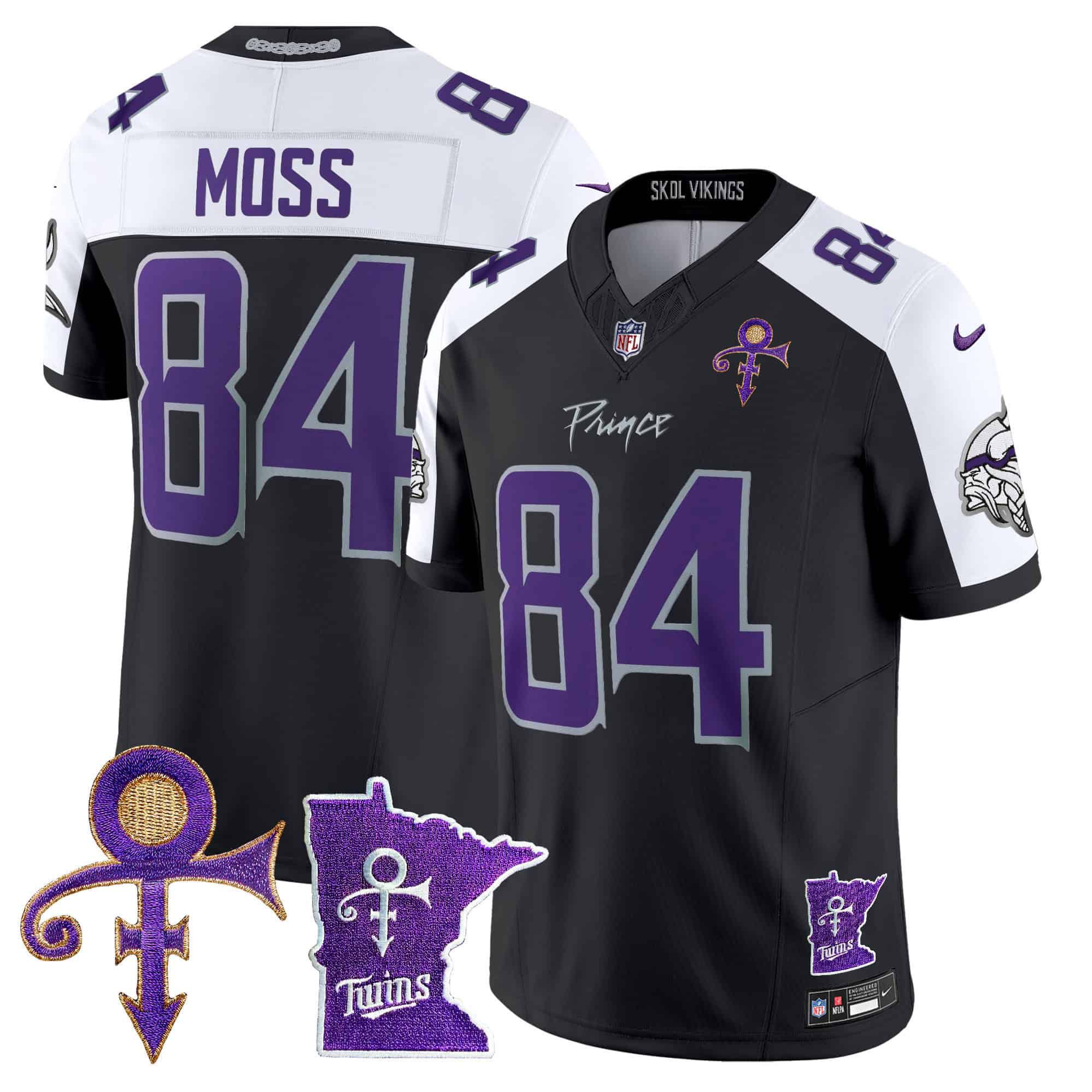 Men Minnesota Vikings 84 Moss Black 2024 Nike Prince Vapor Limited NFL Jersey
